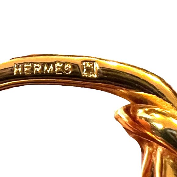HERMES Atame Scarf Ring GP Gold Knot #1990 - Picture 6 of 6